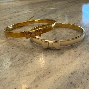 Two kate spade Gold and Cream Bow Bracelets